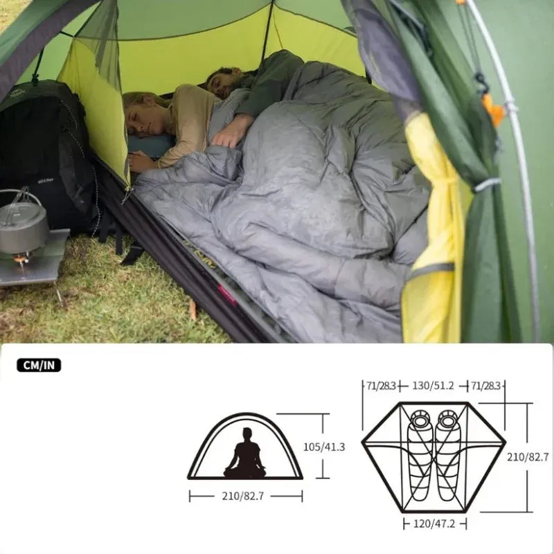 2-person dome tent for lightweight hiking, green, double roof