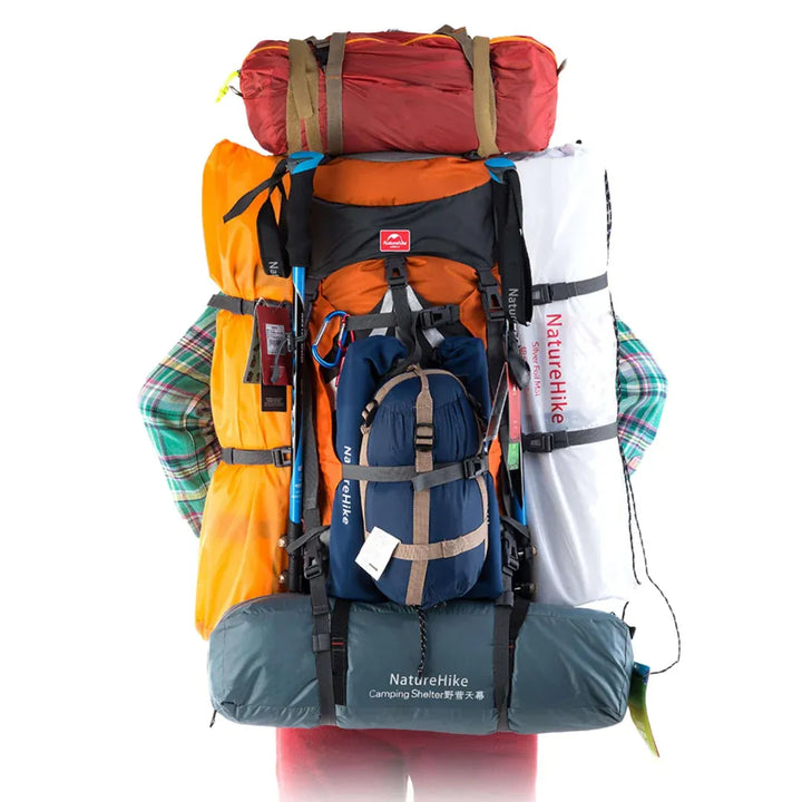 Sac à dos bivouac 70L cadre externe aéré, nylon ripstop
