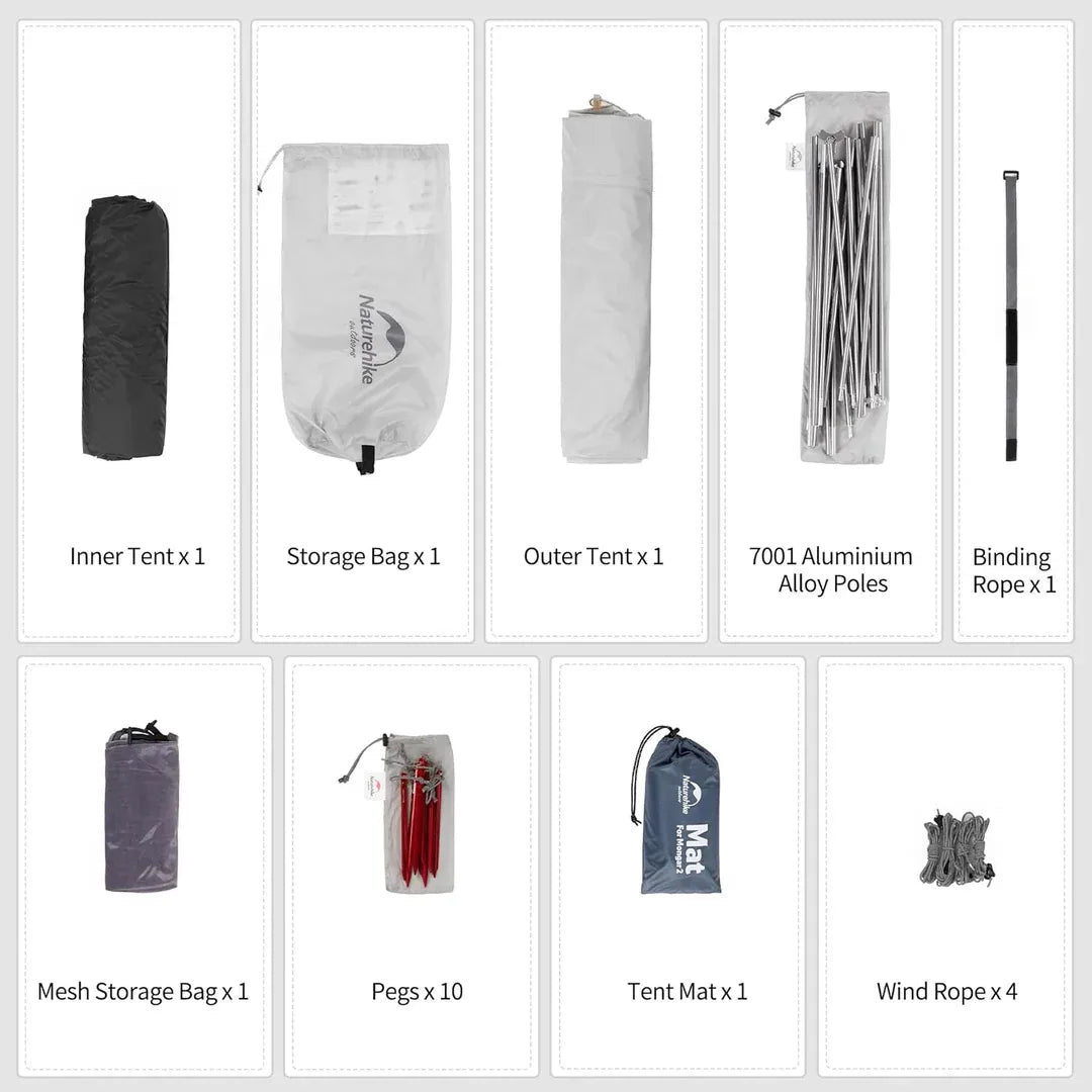 Tente 2 places légère double paroi 20D PU4000 avec 2 vestibules