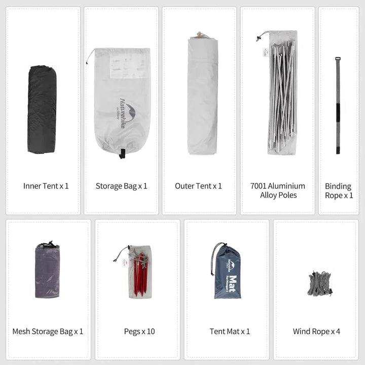 Tente 2 places légère double paroi 20D PU4000 avec 2 vestibules