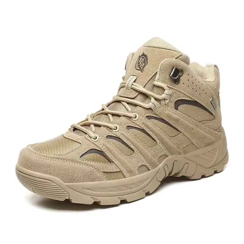 Chaussures randonnée montantes suède mesh, semelle crantée EVA