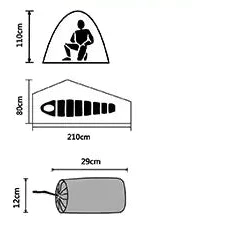 Tente 1 place ultralégère 15D silnylon, bâtons de marche