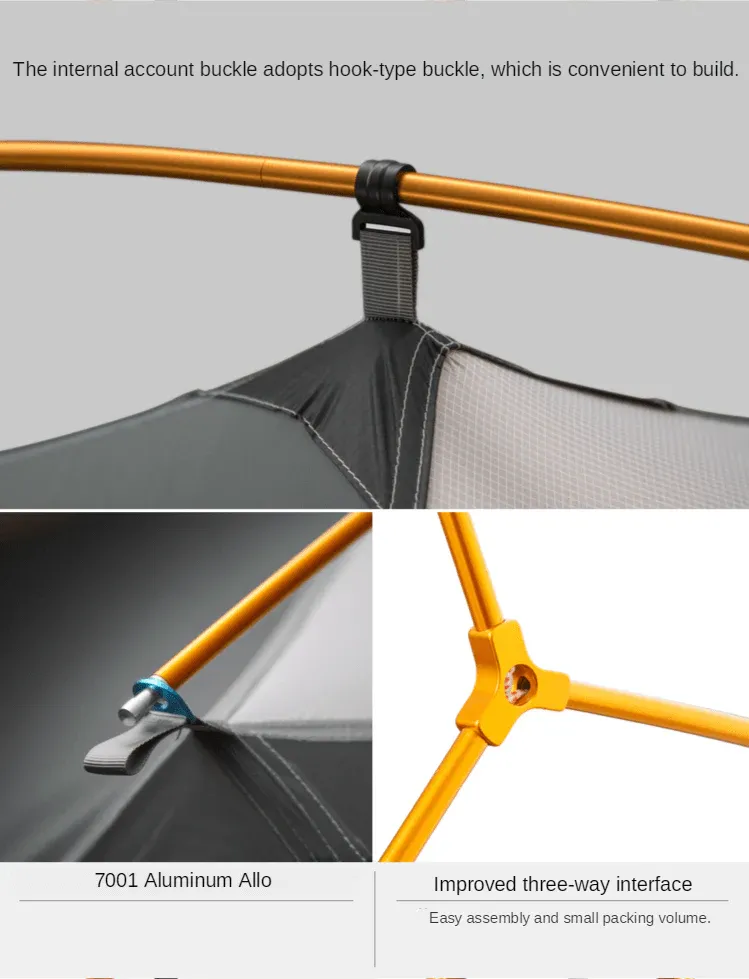 Tente 2 places 3 saisons aluminium 210T avec tapis de sol