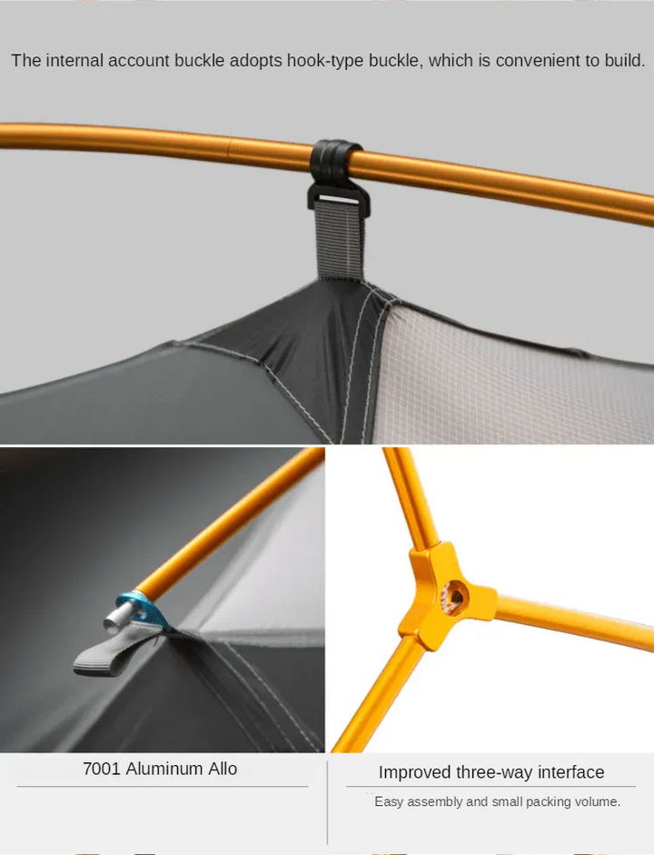 Tente 2 places 3 saisons aluminium 210T avec tapis de sol