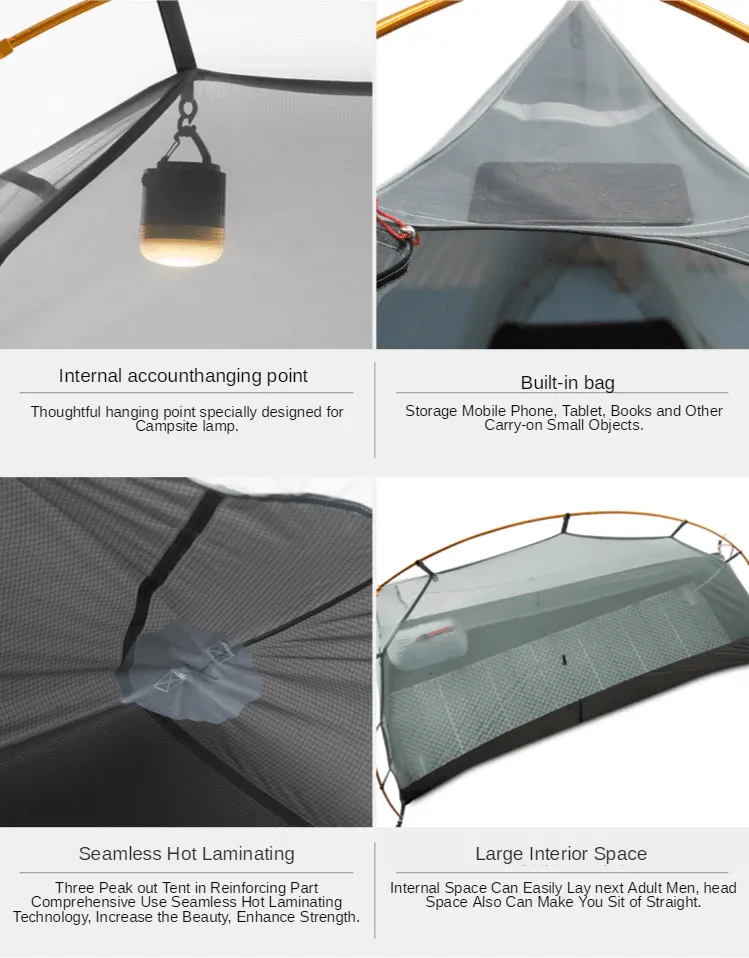 Tente 2 places 3 saisons aluminium 210T avec tapis de sol