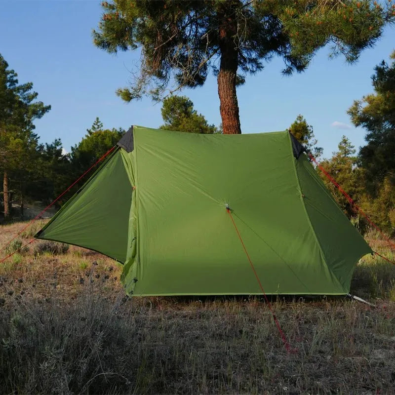 Tente ultralégère 1 à 2 personnes 15D silnylon, montage bâtons