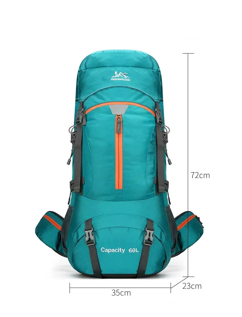 Sac à dos randonnée 60L déperlant, housse pluie incluse