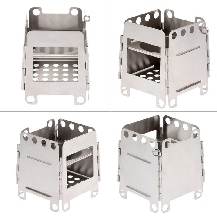 Réchaud bois pliant Lixada inox, ultra-compact 10,7 cm