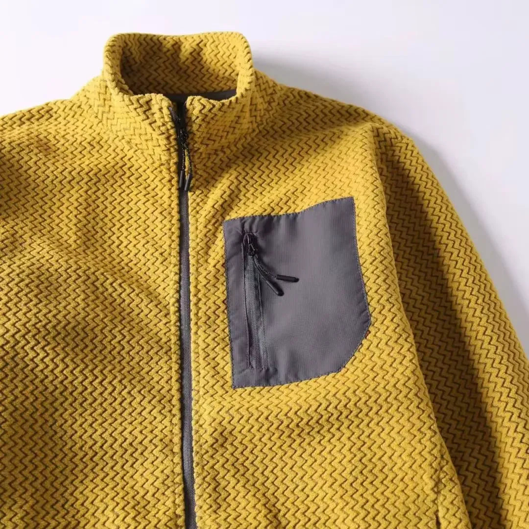 Polaire zippée homme nid d’abeille technique, poche poitrine