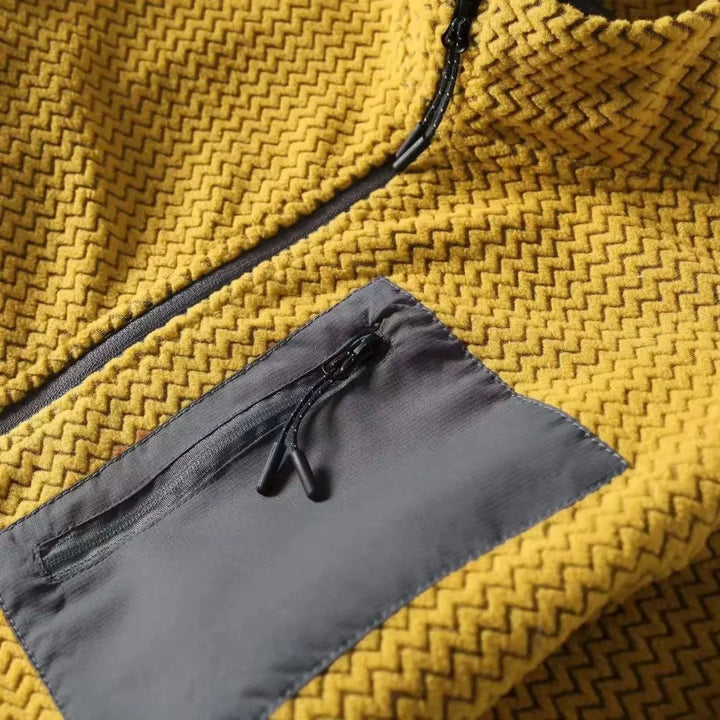 Polaire zippée homme nid d’abeille technique, poche poitrine