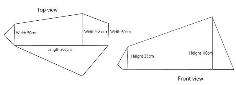 Tente 1 place ultralégère 15D silnylon, bâtons de marche