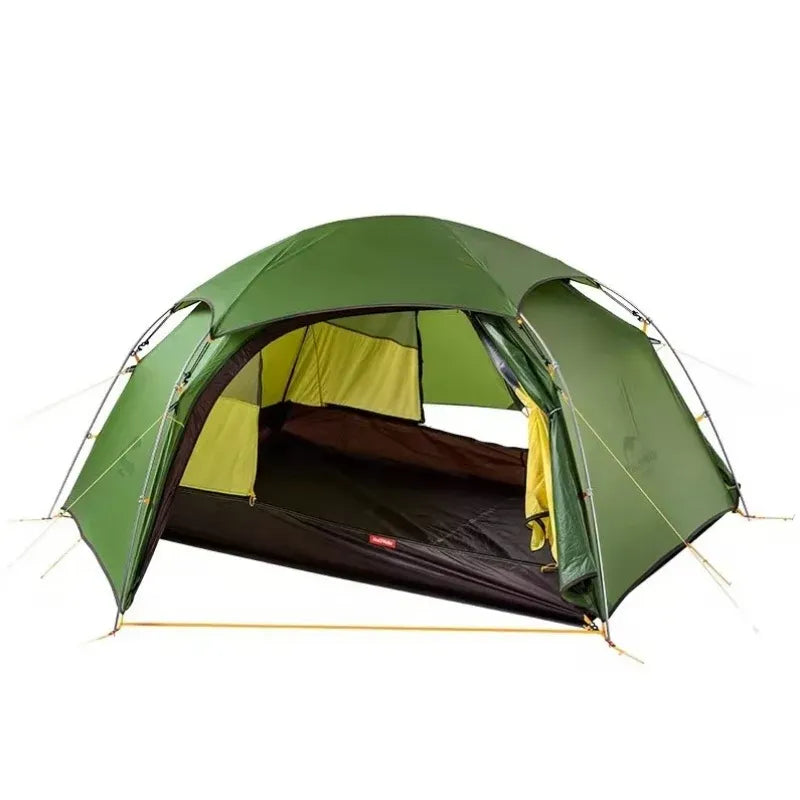 2-person dome tent for lightweight hiking, green, double roof