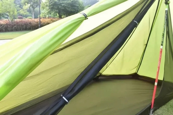 Tente 1 place ultralégère 15D silnylon, bâtons de marche