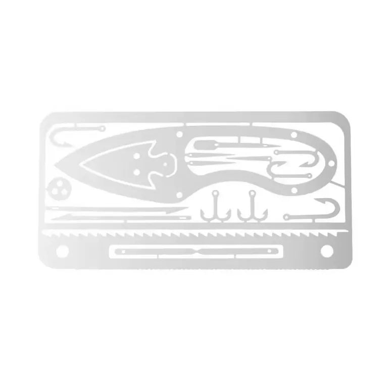 Carte d'outils de pêche multifonction pour kit de survie en inox.