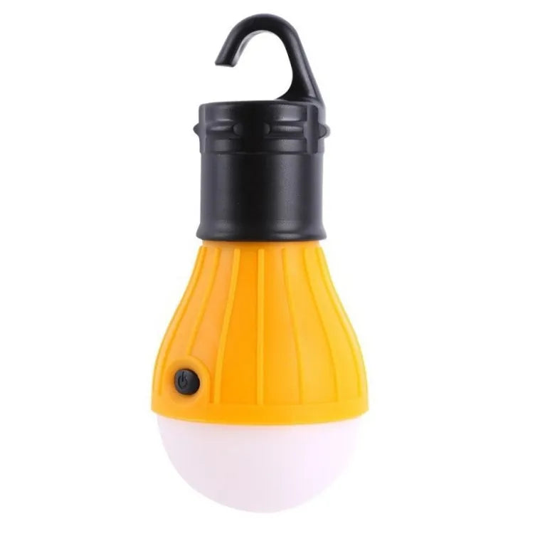  Lampe LED de camping suspendue en forme d’ampoule couleur jaune, parfaite pour une lumière d’ambiance.