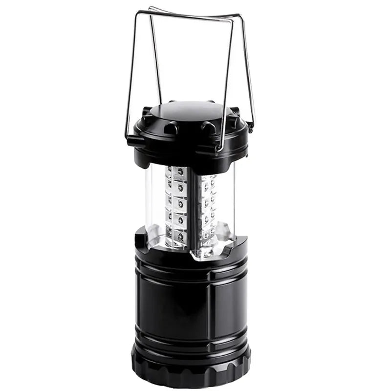  Lampe de camping LED pliable couleur noire idéale pour le bivouac et la randonnée.