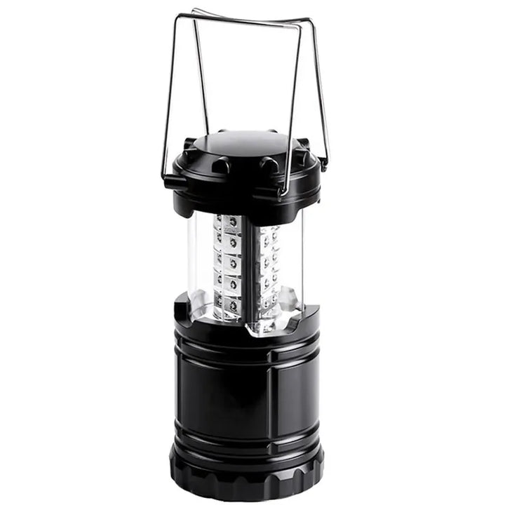  Lampe de camping LED pliable couleur noire idéale pour le bivouac et la randonnée.