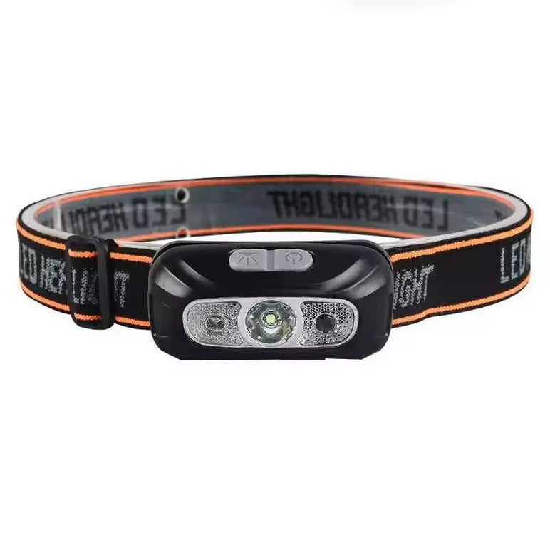 Lampe frontale LED pour camping couleur noire.