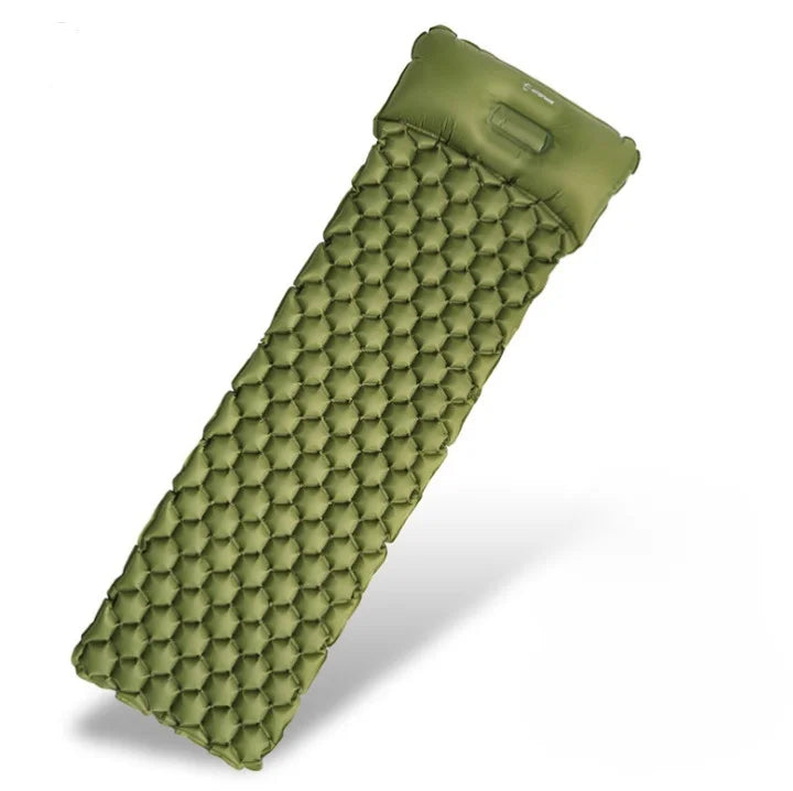 Matelas gonflable ultralight vert olive pour camping et bivouac.