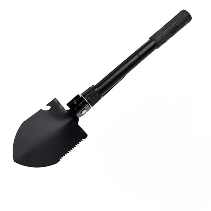 Pelle EDC compacte et pliable en acier, conçue pour le camping en pleine nature.