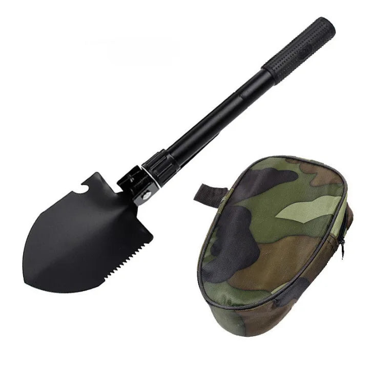 Pelle pliante multifonction avec poignée tactique, parfaite pour les activités outdoor.