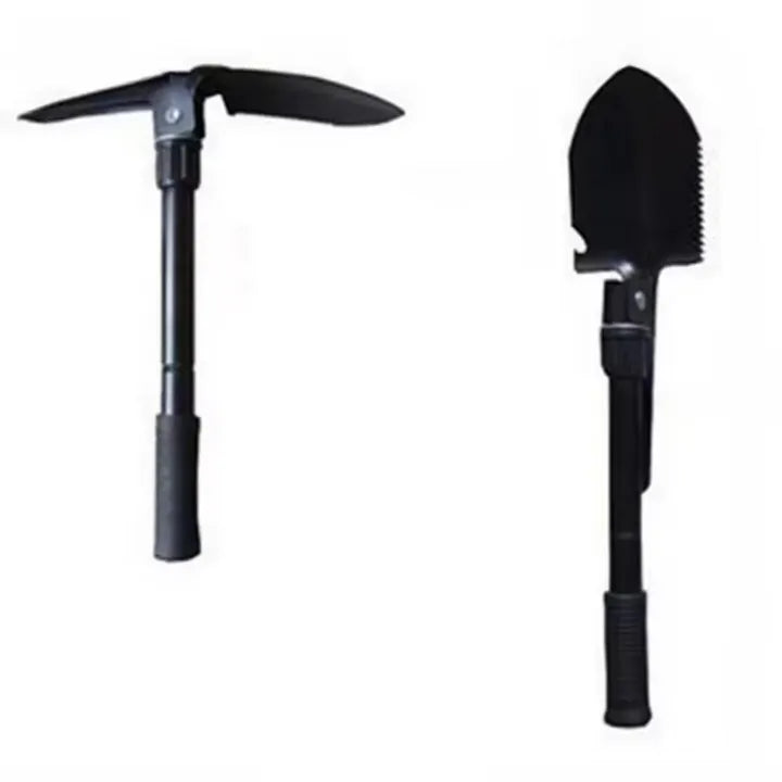 Pelle de survie pliante noire multifonction pour camping et bushcraft