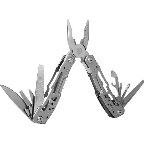 Pince multi‑outils en acier inoxydable 14 en 1, outil pliable polyvalent pour camping, randonnée et bivouac.