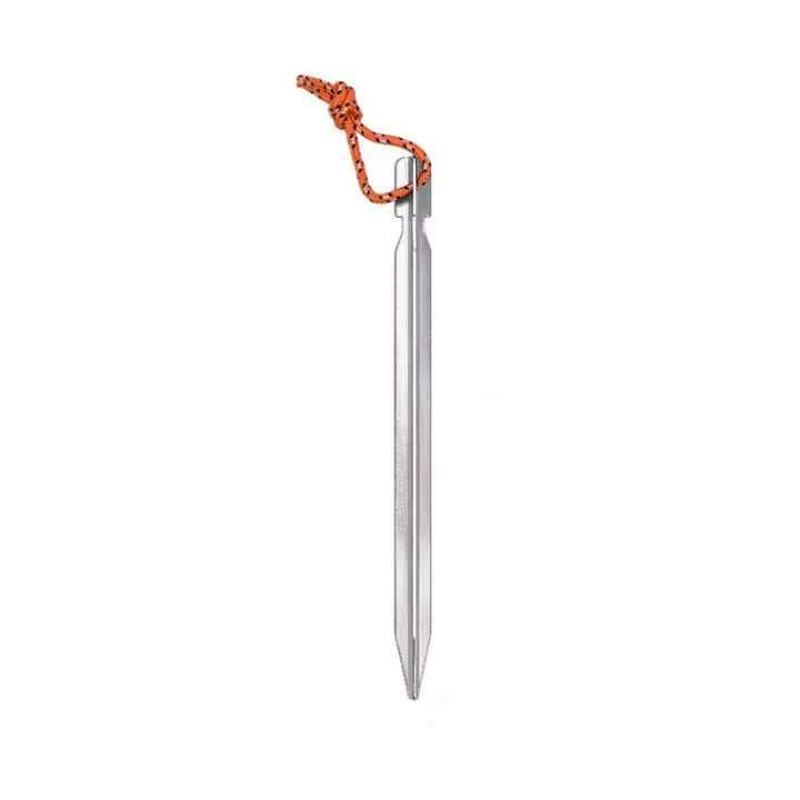 Piquet de tente en aluminium argenté robuste avec corde orange
