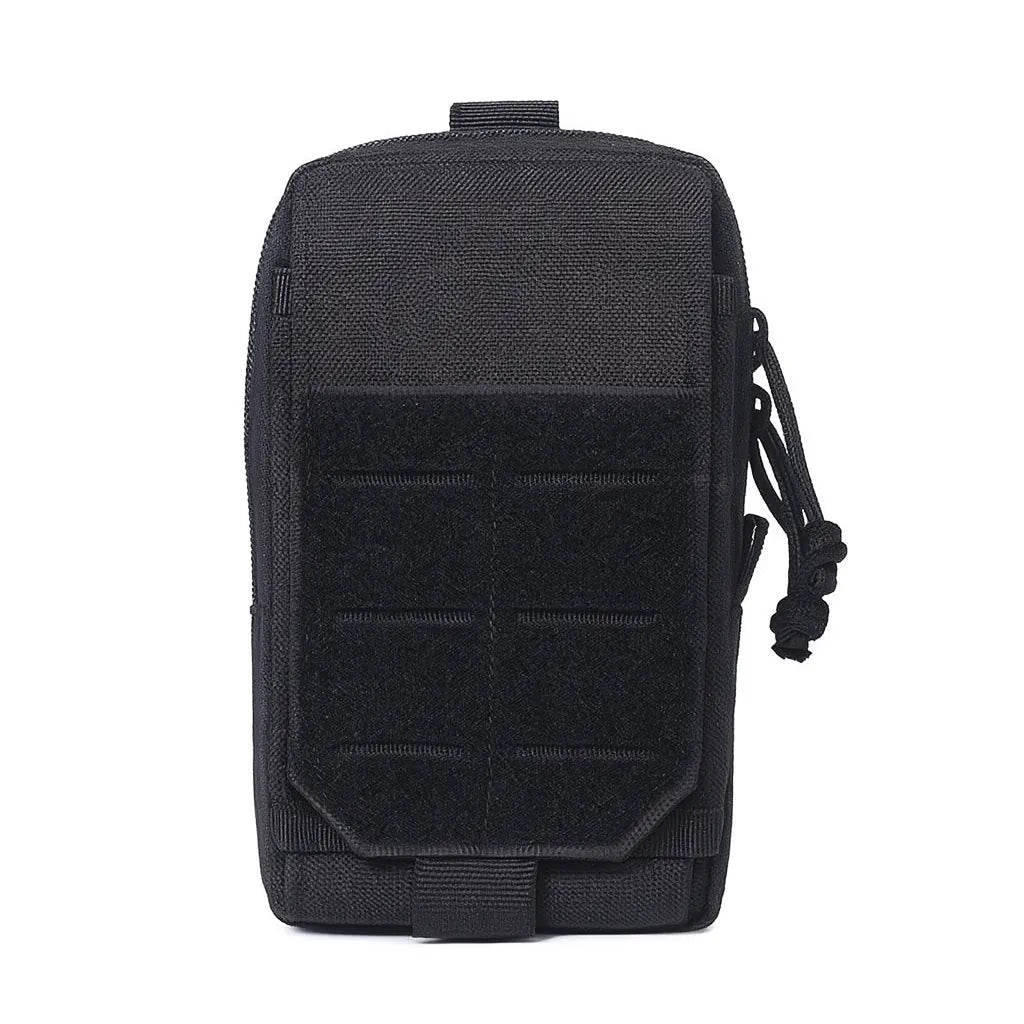 Pochette tactique noire avec rangement MOLLE.