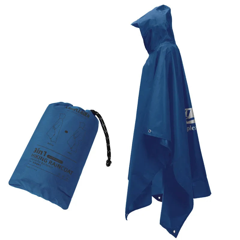 alt="Poncho imperméable bleu CampLeader pour la randonnée avec housse de transport 3 en 1"