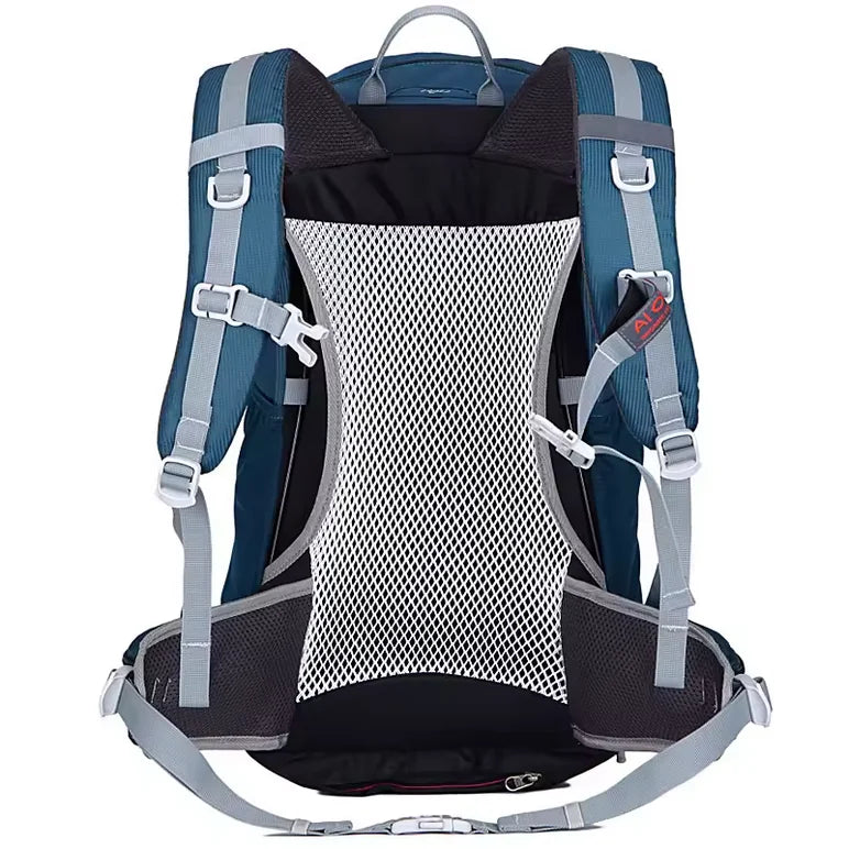 Vue arrière du sac à dos de randonnée 30L avec filet respirant.