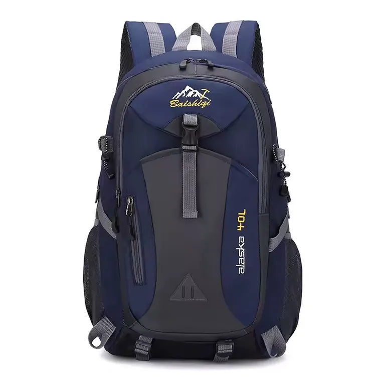 Sac à dos bleu marine 40L pour la randonnée outdoor avec dos respirant.