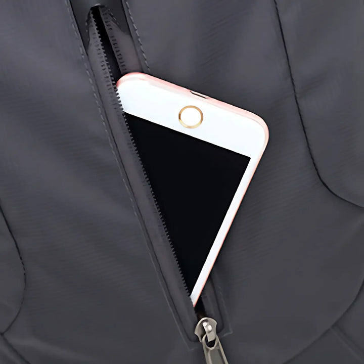 Poche sac à dos randonnée 40l avec fermeture éclair pour smartphone.