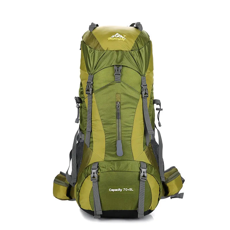 Sac à dos de randonnée 70L vert army pour trekking ou bivouac.