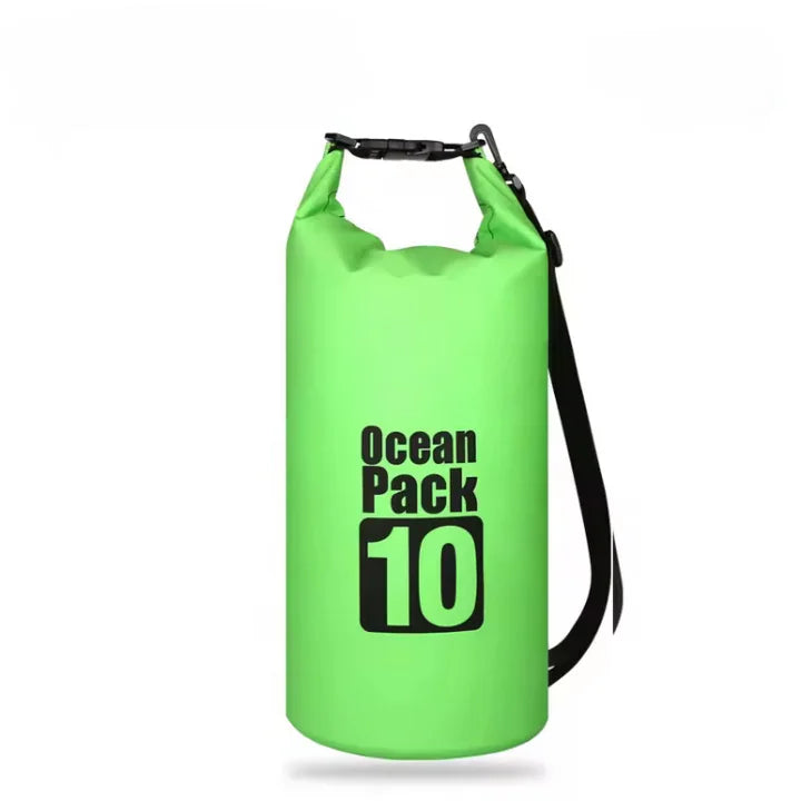 Sac étanche Ocean Pack 10L, couleur vert fluo.