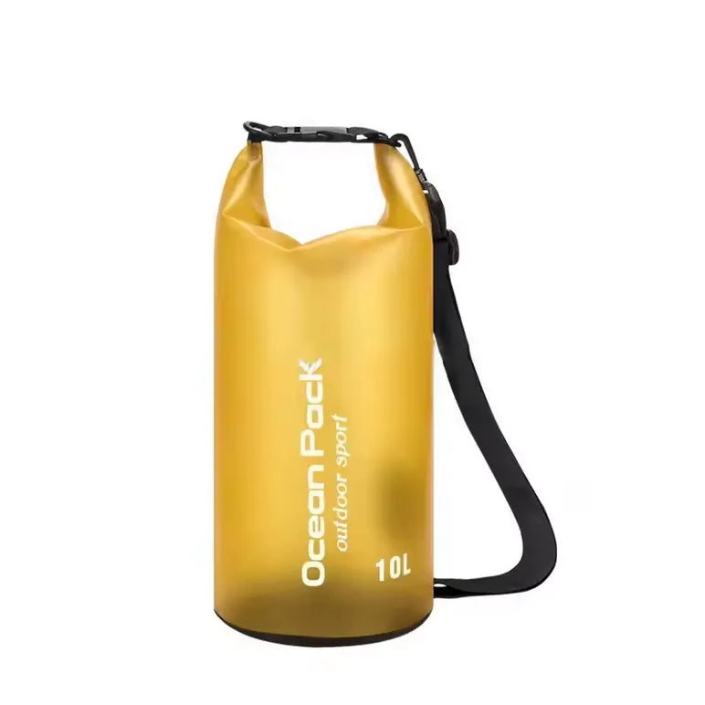 sac étanche jaune 10l imperméable pour sport nautique, camping ou trekking