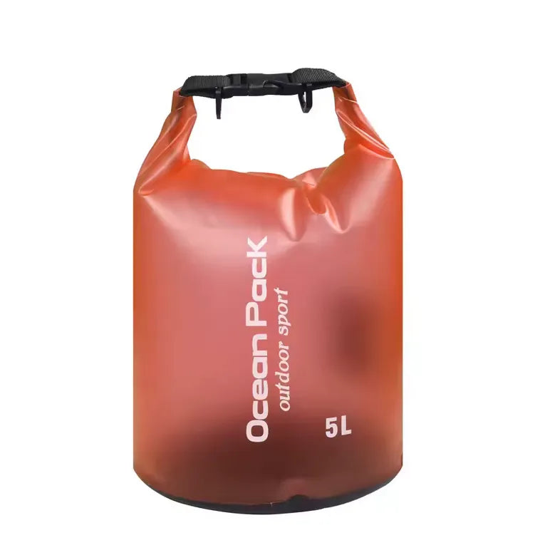Sac étanche orange 5L pour kayak, randonnée, pêche ou sports nautiques