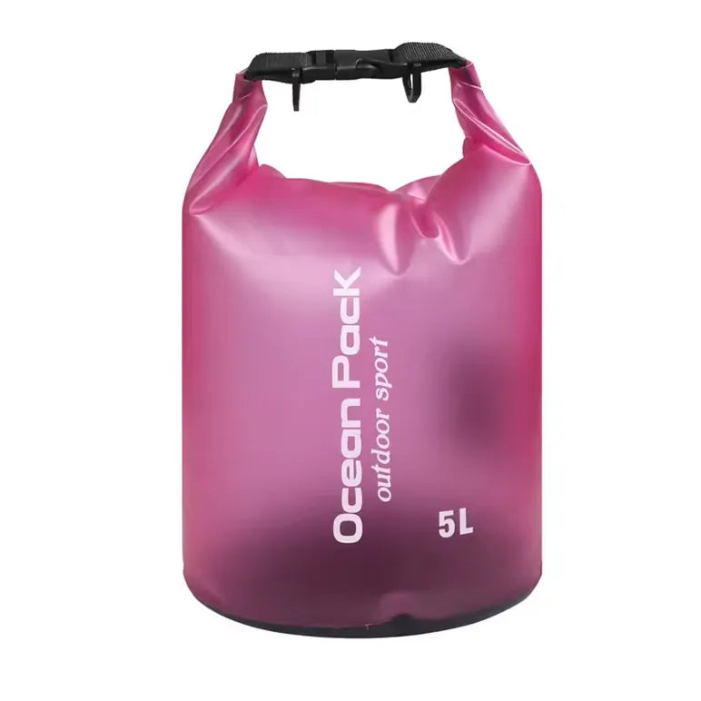 Sac étanche rose 5L pour kayak, randonnée, pêche ou sports nautiques