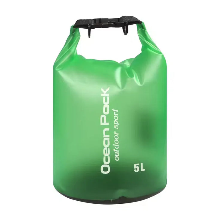 Sac étanche vert 5L pour kayak, randonnée, pêche ou sports nautiques