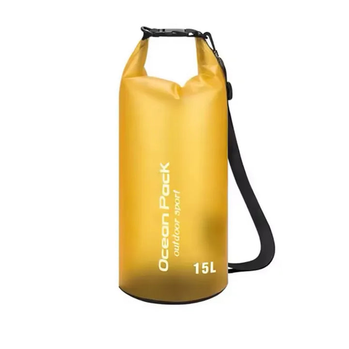 Sac étanche de rangement 15L jaune pour sports nautiques, kayak et randonnée