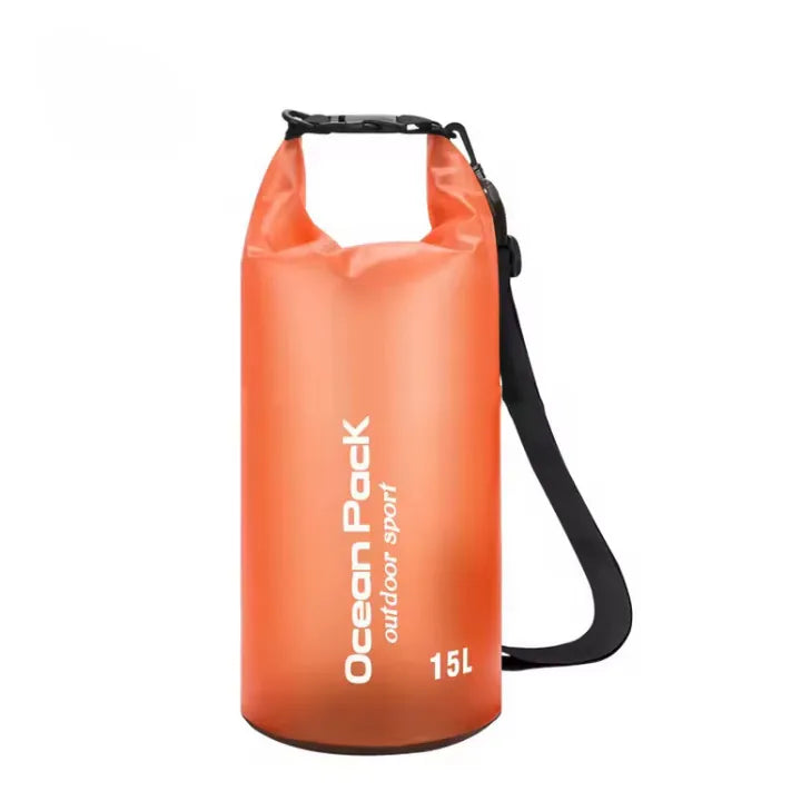 sac étanche 15l orange pour activités nautiques, randonnée et sports outdoor