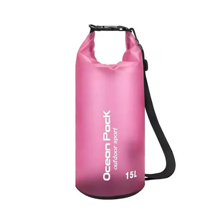 Sac étanche de rangement 15L rose pour natation, canoë et aventure en plein air