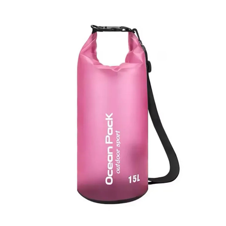 Sac étanche de rangement 15L rose pour natation, canoë et aventure en plein air