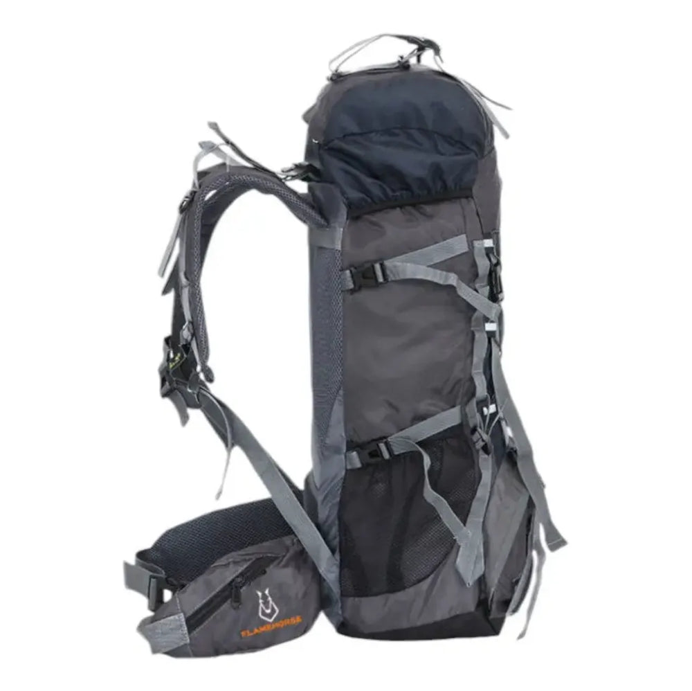 Dos du sac à dos de randonnée Flamehorse 60L, avec bretelles rembourrées et support dorsal aéré