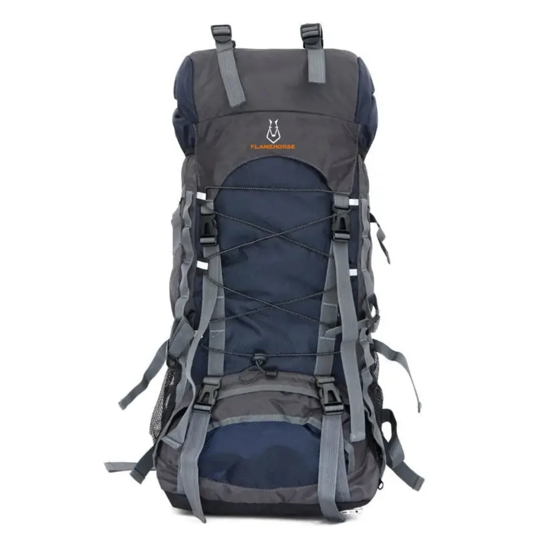 Vue latérale droite du sac à dos Flamehorse 60L, ceinture lombaire avec poche zippée