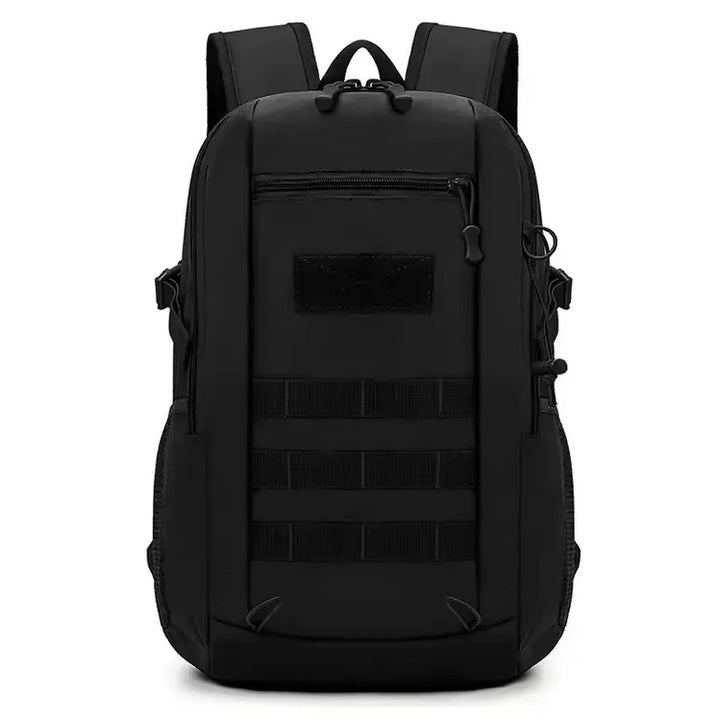 Petit sac à dos tactique étanche de randonnée en nylon noir, format compact multi-activités.