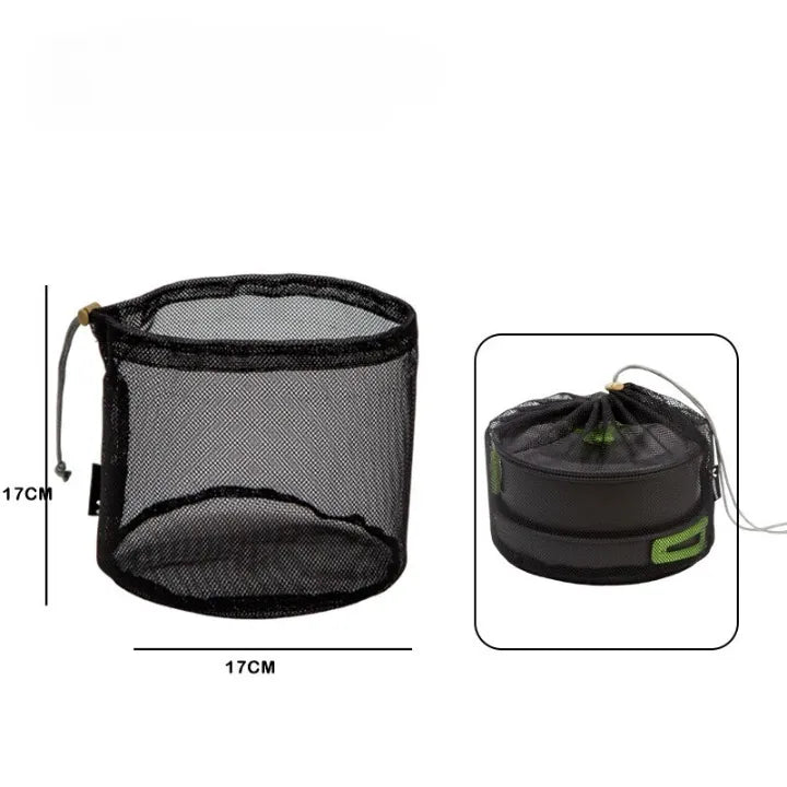 Sac mesh résistant pour poêle de camping.