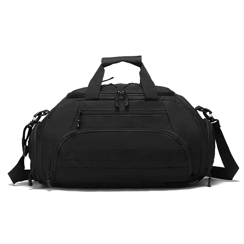 sac tactique noir polyvalent avec sangles molle pour les activités outdoor.