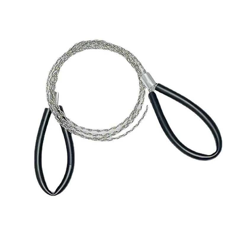 scie filaire de survie avec poignées noires pour camping et outdoor