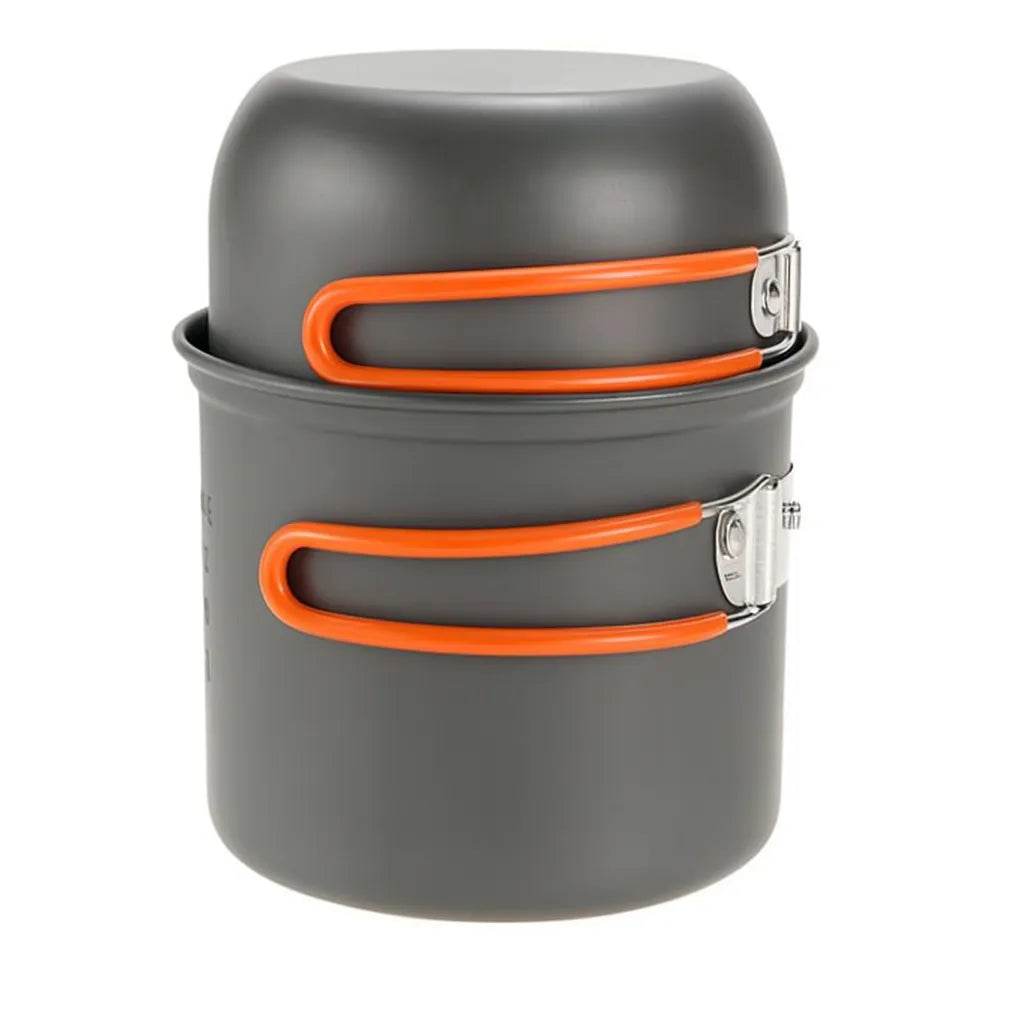 ustensile de cuisine compact avec poignée pliante orange pour camping et activités outdoor